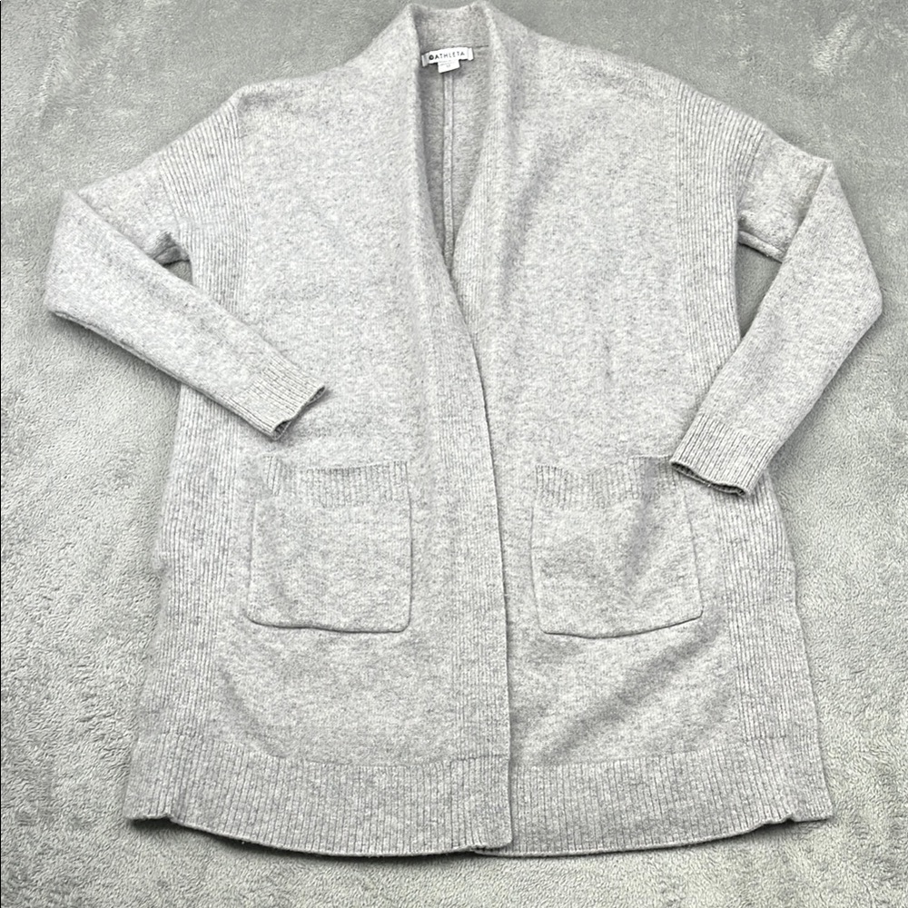 Athleta XS Wool Cashmere‎ Blend Spirit Women's Gray Open Cardigan Sweater